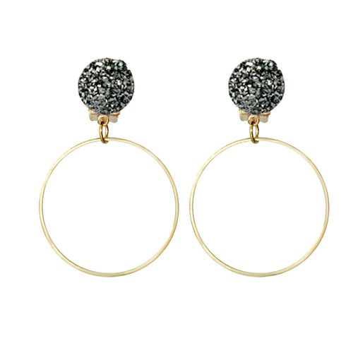 Boucles D'oreilles Rondes En Résine Pour Femmes, Sans Trou, Bleu, Blanc, Sans Perçage, Bijoux De Mariage