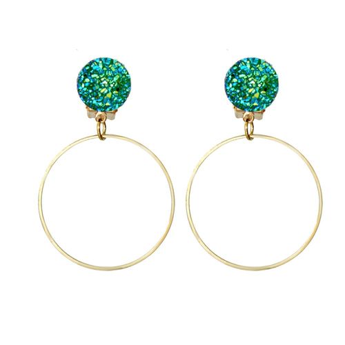 Boucles D'oreilles Rondes En Résine Pour Femmes, Sans Trou, Bleu, Blanc, Sans Perçage, Bijoux De Mariage
