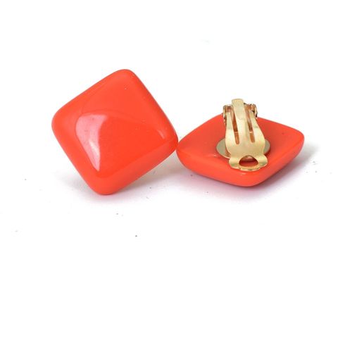 Bing Tu-Boucles D'oreilles Géométriques Minimalistes Pour Femmes, Manchette D'oreille Rouge Et Jaune, Clip Carré, Boucle D'oreille En Résine Sans Piercing, Bijoux De Mariage