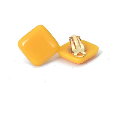 Bing Tu-Boucles D'oreilles Géométriques Minimalistes Pour Femmes, Manchette D'oreille Rouge Et Jaune, Clip Carré, Boucle D'oreille En Résine Sans Piercing, Bijoux De Mariage