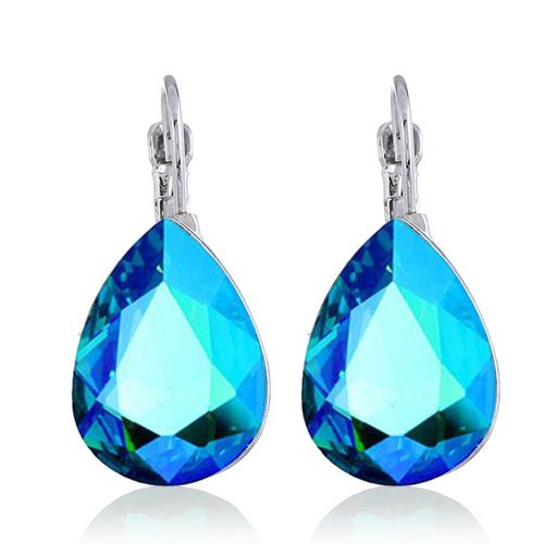 Boucles D'oreilles En Cristal Coloré Pour Femmes, Bijoux Géométriques, Bleu, Blanc, Cadeau De Fête De Mariage