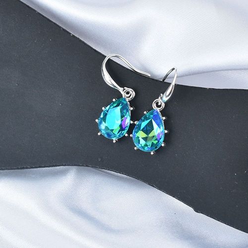 Boucles D'oreilles Colorées En Cristal Bleu Pour Femmes, Goutte D'eau, Bijoux Géométriques Multicolores, Cadeau De Fête De Mariage