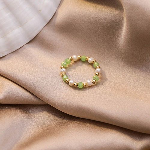 Bagues Élastiques En Perles Rouges, Vertes Et Bleues Pour Femmes, Bijoux Simples Et Ajustables, Cadeau De Fête