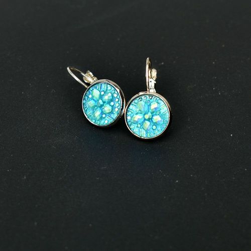 Boucles D'oreilles Géométriques Rondes En Résine Pour Femmes, Bijoux De Fête De Mariage, Blanc, Vert, Bleu