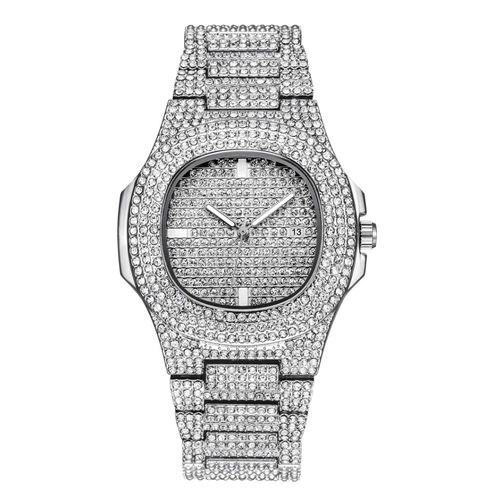 Montre-Bracelet À Quartz En Diamant Pour Homme, Horloge En Acier Inoxydable Cz Micropave, Marque De Luxe, Hip Hop, Or