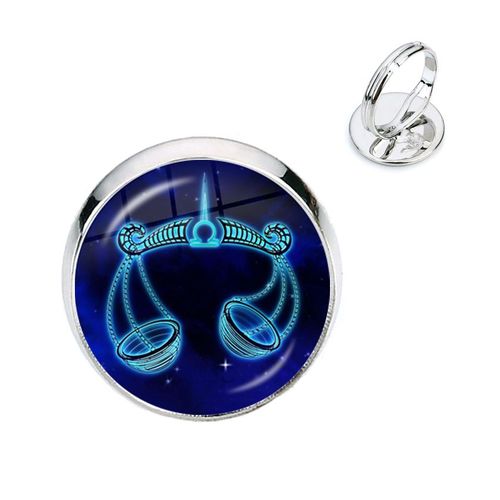 Bague Constellation 12 Signes Du Zodiaque, Cabochon En Verre, Dôme Réglable, Bijoux Pour Hommes Et Femmes, Cadeau D'anniversaire