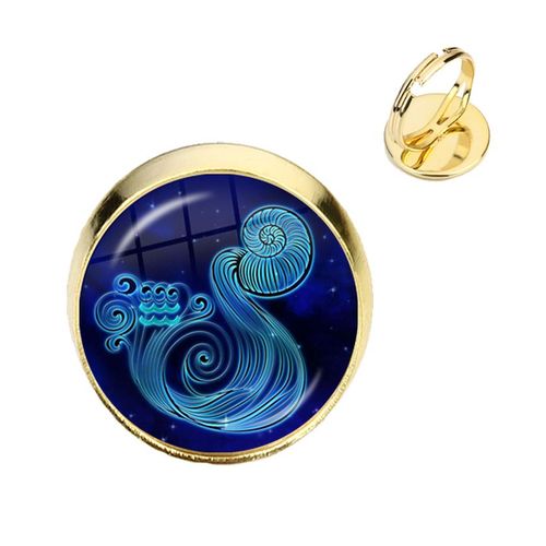 Bague Constellation 12 Signes Du Zodiaque, Cabochon En Verre, Dôme Réglable, Bijoux Pour Hommes Et Femmes, Cadeau D'anniversaire