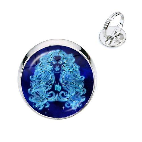 Bague Constellation 12 Signes Du Zodiaque, Cabochon En Verre, Dôme Réglable, Bijoux Pour Hommes Et Femmes, Cadeau D'anniversaire
