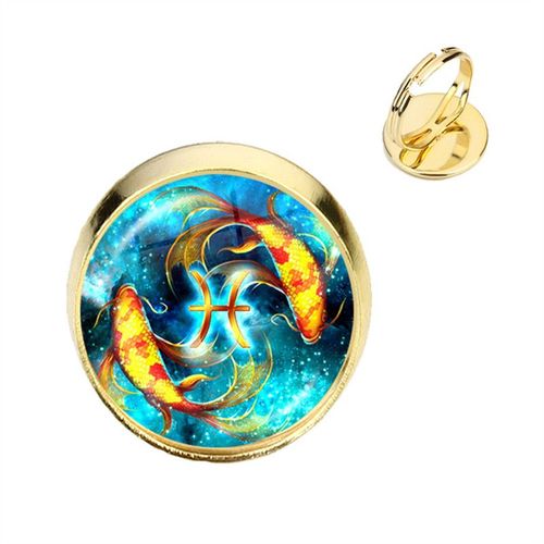 Bague 12 Constellations Ésotérique Faite À La Main, Cabochon En Verre, Signes Du Zodiaque, Bijoux Pour Homme Et Femme, Cadeau D'anniversaire