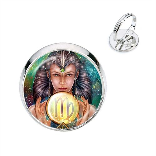 Bague 12 Constellations Ésotérique Faite À La Main, Cabochon En Verre, Signes Du Zodiaque, Bijoux Pour Homme Et Femme, Cadeau D'anniversaire