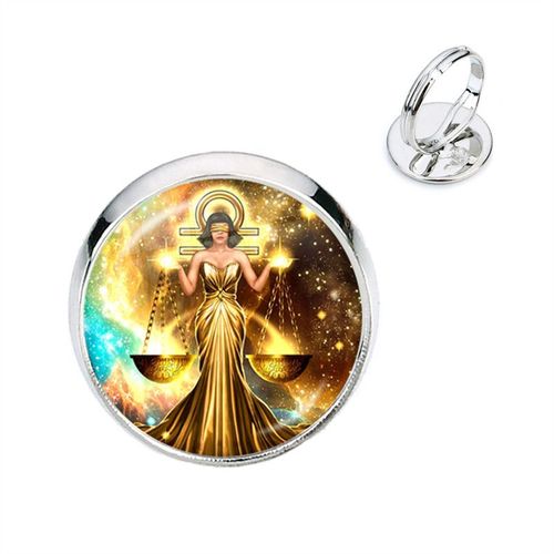 Bague 12 Constellations Ésotérique Faite À La Main, Cabochon En Verre, Signes Du Zodiaque, Bijoux Pour Homme Et Femme, Cadeau D'anniversaire