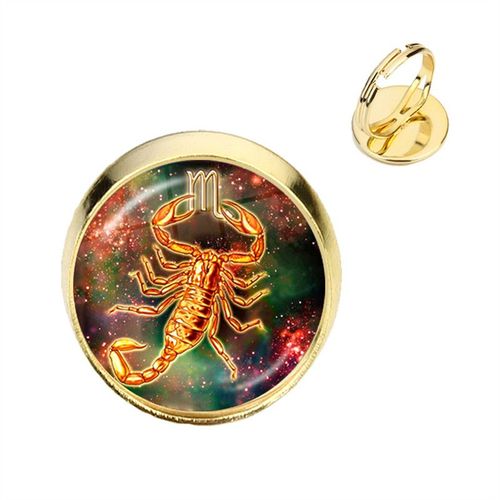 Bague 12 Constellations Ésotérique Faite À La Main, Cabochon En Verre, Signes Du Zodiaque, Bijoux Pour Homme Et Femme, Cadeau D'anniversaire