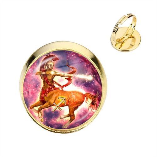 Bague 12 Constellations Ésotérique Faite À La Main, Cabochon En Verre, Signes Du Zodiaque, Bijoux Pour Homme Et Femme, Cadeau D'anniversaire