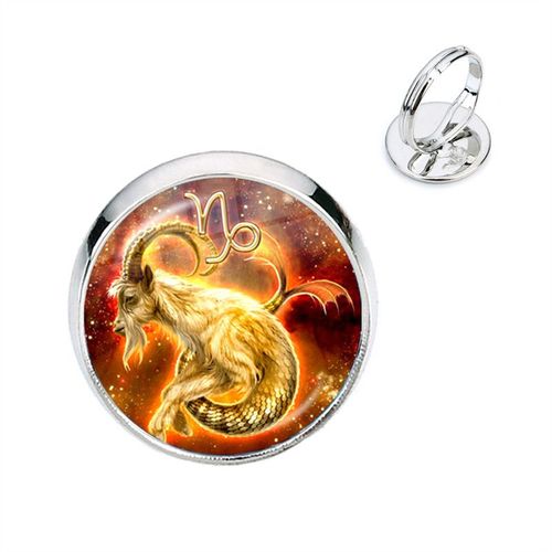 Bague 12 Constellations Ésotérique Faite À La Main, Cabochon En Verre, Signes Du Zodiaque, Bijoux Pour Homme Et Femme, Cadeau D'anniversaire
