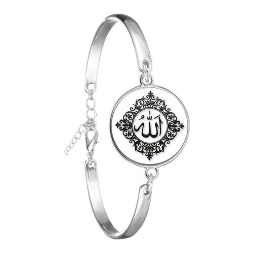 Bracelet Manchette Cabochon En Verre Pour Femme, Cadeau Du Ramadan, Bijoux Jonc, Breloque, Arabe, Musulman, Islamique, Dieu, Allah, Cadeau Pour Amis, Chaud, 18mm