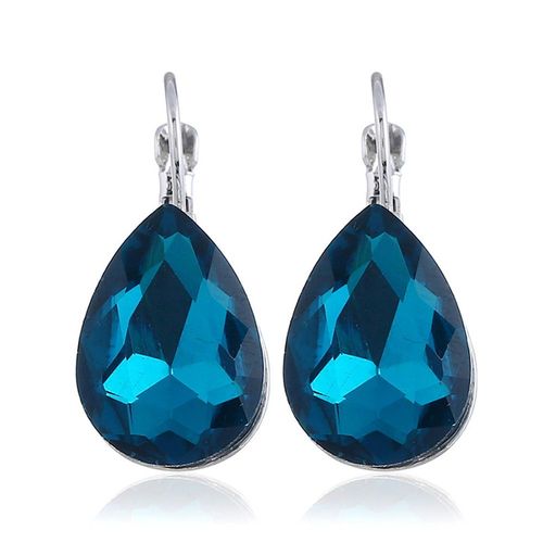 Boucles D'oreilles En Cristal Coloré Pour Femmes, Bijoux Géométriques, Bleu, Blanc, Cadeau De Fête De Mariage