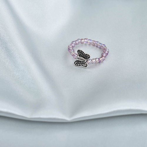 Bague Minimaliste En Résine Pour Femmes, Anneau Élastique En Perles Vertes Et Bleues, Bijoux De Doigt, Joli Anneau Papillon Réglable, Accessoires De Fête