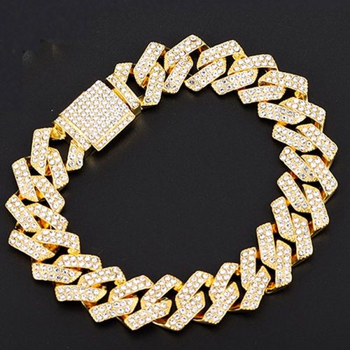 Bracelet Hip Hop Pour Hommes, Chaîne À Maillons Cubains, Strass Glacés, À 2 Rangées, Cadeau, Bijoux De Haute Qualité