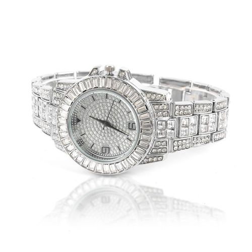 Montre De Luxe À Quartz Pour Hommes, Hip Hop, Glacé, Carré Diamant, Montre-Bracelet En Acier Doré, Calendrier Romain, Bijoux