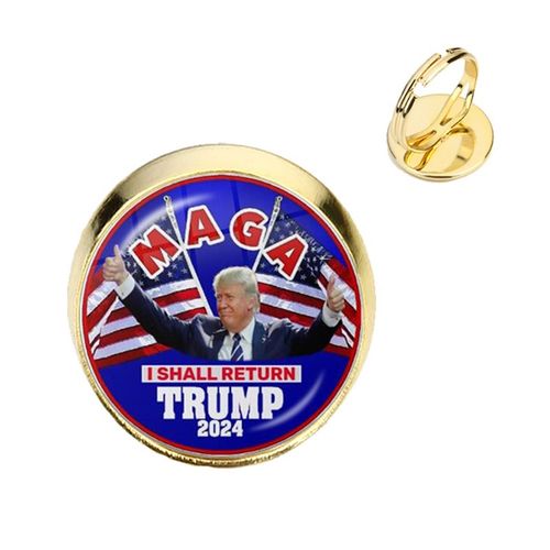 Bagues Avec Cabochon En Verre Plaqué Or Pour Femmes Et Hommes, Bague De Collection Américaine, Cadeau De Soutien, 2024