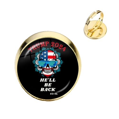 Bagues Avec Cabochon En Verre Plaqué Or Pour Femmes Et Hommes, Bague De Collection Américaine, Cadeau De Soutien, 2024