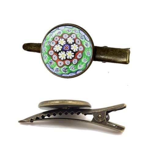 Pince À Cravate En Bronze Antique, Fleur Multicolore, 16mm, Murano Millefiori, Cabochon En Verre, Pour Hommes, Cadeau, Vente En Gros