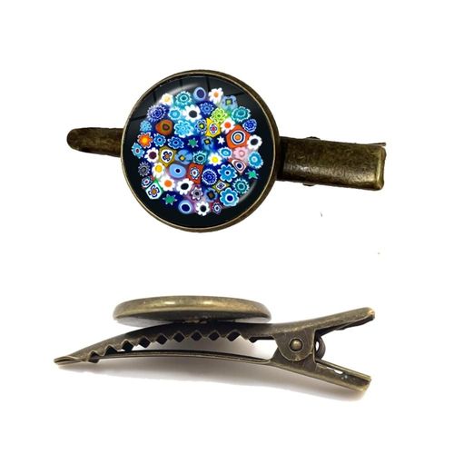 Pince À Cravate En Bronze Antique, Fleur Multicolore, 16mm, Murano Millefiori, Cabochon En Verre, Pour Hommes, Cadeau, Vente En Gros