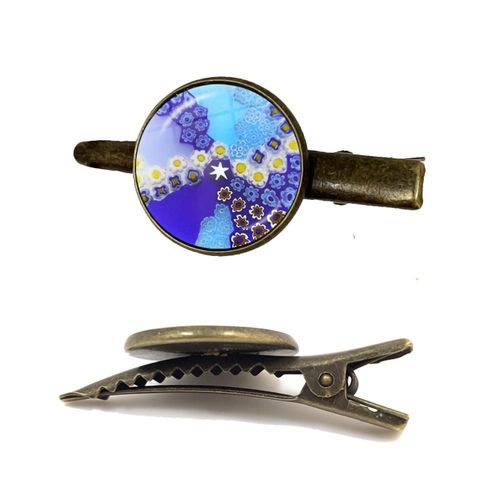 Pince À Cravate En Bronze Antique, Fleur Multicolore, 16mm, Murano Millefiori, Cabochon En Verre, Pour Hommes, Cadeau, Vente En Gros