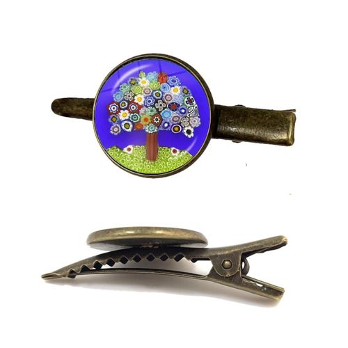 Pince À Cravate En Bronze Antique, Fleur Multicolore, 16mm, Murano Millefiori, Cabochon En Verre, Pour Hommes, Cadeau, Vente En Gros