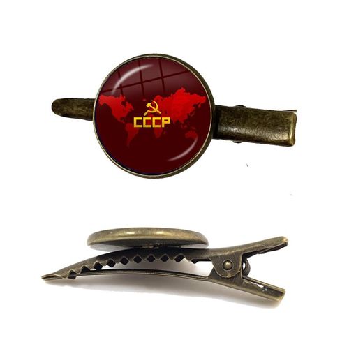 Pince À Cravate Classique Avec Étoile Rouge, Marteau, Faucille, Emblème Du Communion, Cccp, Cabochon En Verre, Pour Chemise Masculine