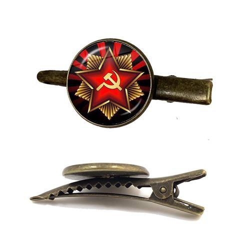 Pince À Cravate Classique Avec Étoile Rouge, Marteau, Faucille, Emblème Du Communion, Cccp, Cabochon En Verre, Pour Chemise Masculine