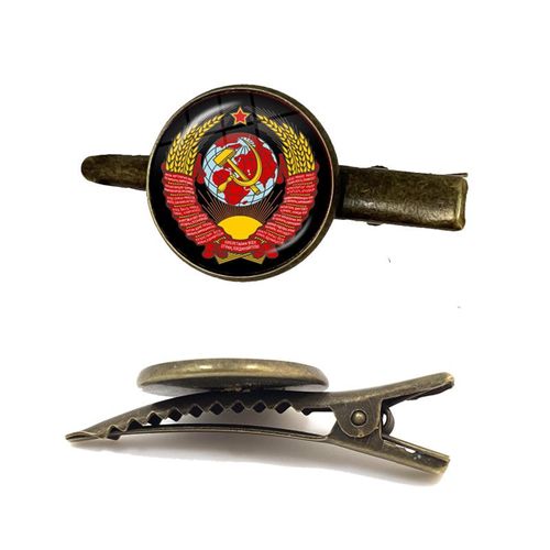 Pince À Cravate Classique Avec Étoile Rouge, Marteau, Faucille, Emblème Du Communion, Cccp, Cabochon En Verre, Pour Chemise Masculine