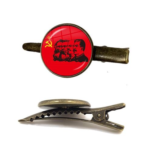 Pince À Cravate Classique Avec Étoile Rouge, Marteau, Faucille, Emblème Du Communion, Cccp, Cabochon En Verre, Pour Chemise Masculine