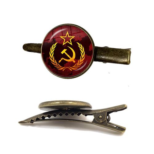 Pince À Cravate Classique Avec Étoile Rouge, Marteau, Faucille, Emblème Du Communion, Cccp, Cabochon En Verre, Pour Chemise Masculine