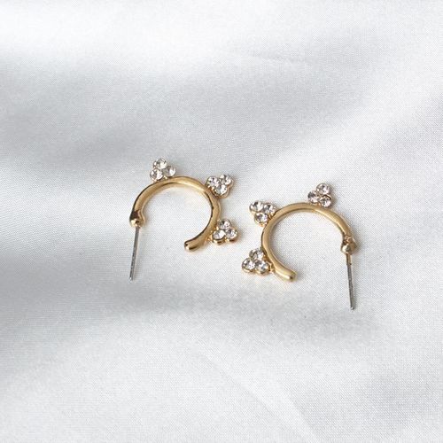 Boucles D'oreilles Incurvées Semi-Circulaires En Cristal Doré Pour Femmes, Bijoux À La Mode, Cadeaux, Vente En Gros, Nouveau Produit, Lancement, 2020