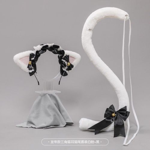 Serre-Tête Oreilles De Chat Pour Fille, Accessoire De Cosplay, Mignon, En Dentelle, N¿Ud Papillon, Cloche, Mascarade, Costume De Fête, Pince À Cheveux