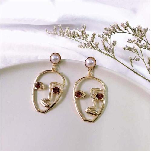 Boucles D'oreilles Punk Pour Femmes, Yeux Verts/Marrons, Visage, Personnalité, Perles, Nouvelle Collection, Vente En Gros, 2020