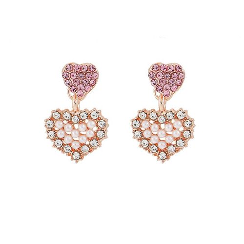 Boucles D'oreilles En Forme De C¿Ur De Pêche Pour Femme, Nouvelle Mode Coréenne, Sauvage, Super Dégradé, Perle, Clip, Rose, Filet, Rouge