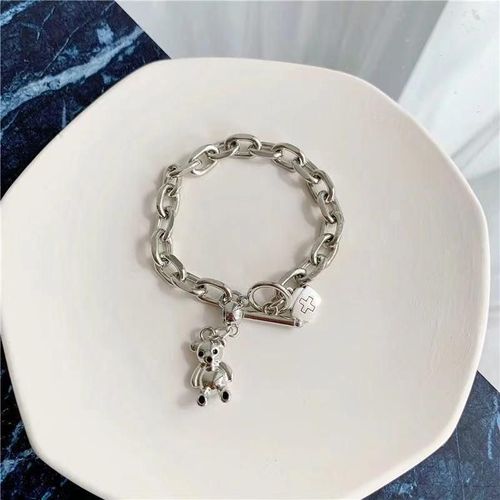 Bracelet En Chaîne Pour Fille, Version Coréenne, Rouge Foncé, Nouvelle Texture, Personnalité, Danse Hip Hop, Vent Froid, Ours