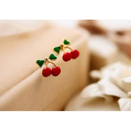 Boucles D'oreilles En Forme De Cerise Rouge Pour Femme, Bijoux En Strass, Feuille, Perle, Cadeau, Nouvelle Collection 2020