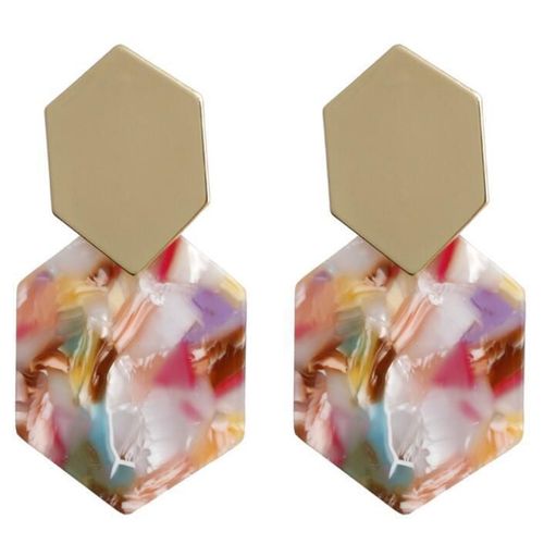 Boucles D'oreilles Hexagonales En Diamant, Pendentif Géométrique En Acrylique, Plaque D'acétate, Longues, À La Mode, En Vente, Nouvelle Collection