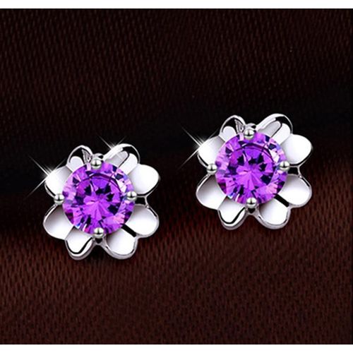 Distribution De Lancement De Nouveau Produit: Boucles D'oreilles Reine À La Mode, Belle Fleur Brillante, Cristal Violet, Boucles D'oreilles Pour Femmes