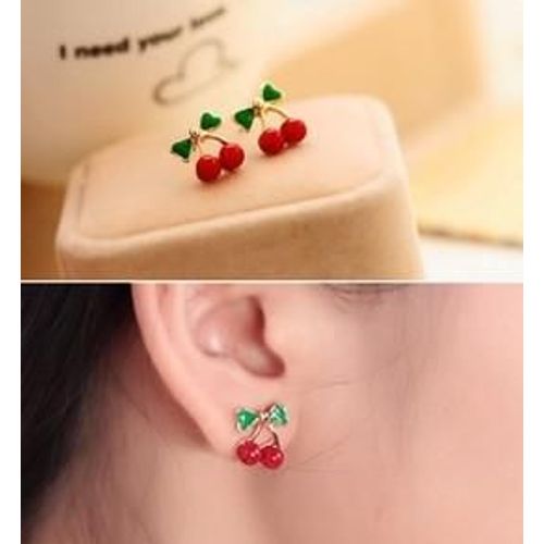 Boucles D'oreilles En Forme De Feuille De Cerisier Rouge, Nouveau Produit Coréen À La Mode, Jolies Perles En Strass, Bijoux Pour Femmes, Cadeau
