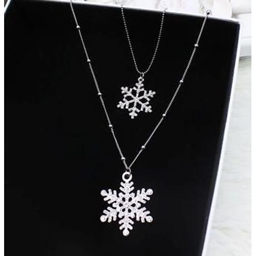 Collier Long Avec Pendentif Flocon De Neige En Strass Doré, Chaîne De Chandail, Double Couche, Bon Marché, À La Mode