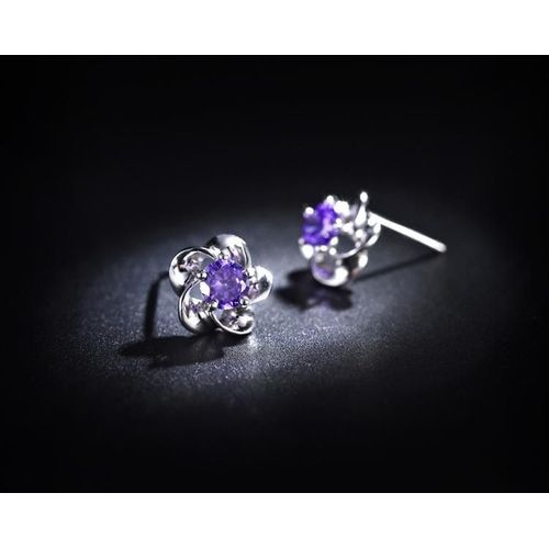 Boucles D'oreilles En Forme De Prunier Plaqué Argent, 1 Paire, Bijoux À La Mode, Breloque Violet, Cadeau, Livraison Directe, Marketing Bon Marché