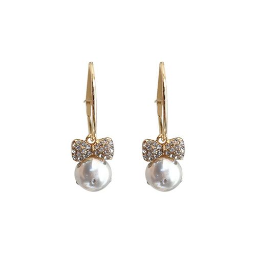 Boucles D'oreilles Adorable Pour Filles, Mode Coréenne, Nouveau Tempérament, Filet Sauvage, Cristal Rouge, N¿Ud, Perle, Pour Femmes, Vente En Gros
