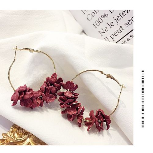 Boucles D'oreilles En Acrylique, Nouveaux Produits, Vente Chaude, Filet De Tir De Rue, Rouge, Tempérament Sauvage, Tissu, Fleurs, Boucles D'oreilles Pour Femmes