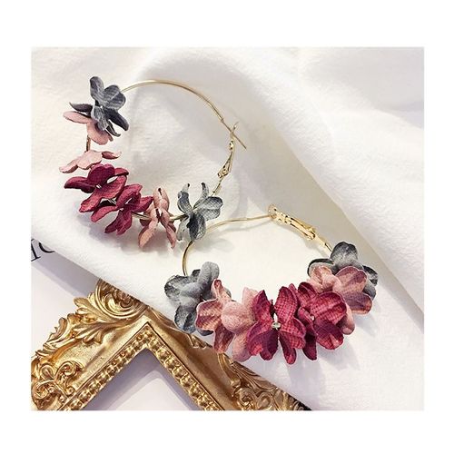 Boucles D'oreilles En Acrylique, Nouveaux Produits, Vente Chaude, Filet De Tir De Rue, Rouge, Tempérament Sauvage, Tissu, Fleurs, Boucles D'oreilles Pour Femmes