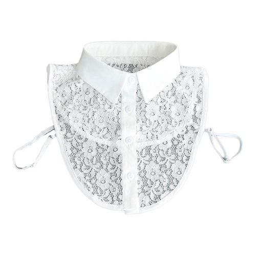 Demi-Chemise En Dentelle Transparente Pour Femmes, Bureau, Col À Revers Détachable, Doux, Ajouré, Floral, Dickey, Couche De Base, Chemisier, Livraison Directe