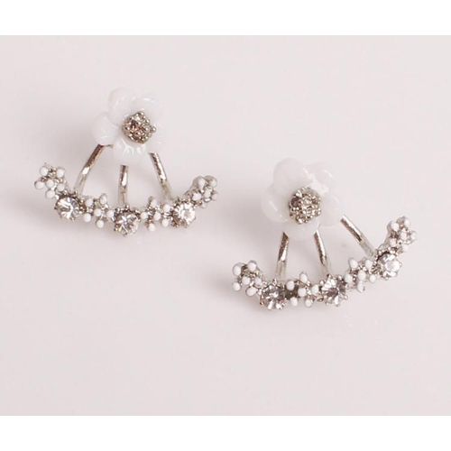 Boucle D'oreille En Cristal De Fleur Pour Femme, Couleur Or Rose, Double Face, Bijoux À La Mode, Pendentif, Nouvelle Collection